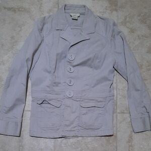 TravelSmith Gray Jean Jacket Lightweight Notched Lapel